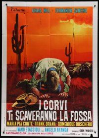 7y471 AND THE CROWS WILL DIG YOUR GRAVE Italian 1p '72 cool spaghetti western artwork!