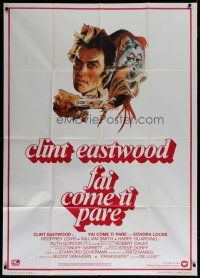 7y476 ANY WHICH WAY YOU CAN Italian 1p '81 different art of Clint Eastwood & Clyde the orangutan!
