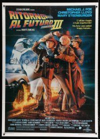 7y483 BACK TO THE FUTURE III Italian 1p '90 Michael J. Fox, Christopher Lloyd, Zemeckis, Drew art!
