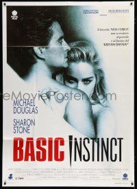 7y486 BASIC INSTINCT Italian 1p '92 Paul Verhoeven directed, Michael Douglas & sexy Sharon Stone!