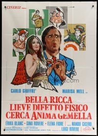 7y489 BELLA RICCA LIEVE DIFETTO FISICO CERCA ANIMA GEMELLA Italian 1p '73 cool art by Cesselon!