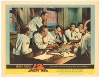 7z069 12 ANGRY MEN LC #5 '57 Henry Fonda stands over Lee J. Cobb & E.G. Marshall and most of jury!