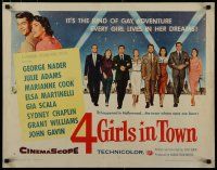 8b003 4 GIRLS IN TOWN style B 1/2sh '56 Julie Adams, Marianne Cook, Elsa Martinelli & Gia Scala!