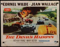 8b081 DEVIL'S HAIRPIN 1/2sh '57 Cornel Wilde, Jean Wallace, great vintage car racing image!