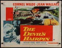 8b082 DEVIL'S HAIRPIN style B 1/2sh '57 Cornel Wilde, Jean Wallace, great vintage car racing image!