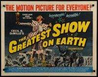 8b127 GREATEST SHOW ON EARTH 1/2sh R60 DeMille circus classic,Charlton Heston, James Stewart!