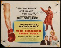 8b133 HARDER THEY FALL style B 1/2sh '56 Humphrey Bogart, Rod Steiger, cool boxing artwork!