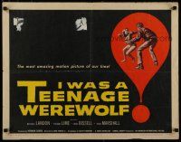 8b153 I WAS A TEENAGE WEREWOLF 1/2sh '57 AIP classic, Kallis art of monster attacking sexy babe!
