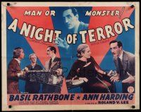 8b207 LOVE FROM A STRANGER 1/2sh R42 Basil Rathbone, Agatha Christie, A Night of Terror!