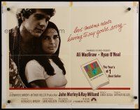 8b208 LOVE STORY 1/2sh '70 great romantic close up of Ali MacGraw & Ryan O'Neal!
