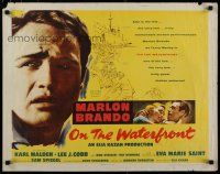 8b256 ON THE WATERFRONT style B 1/2sh '54 directed by Elia Kazan, classic image of Marlon Brando!