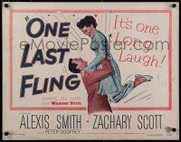 8b259 ONE LAST FLING 1/2sh '49 laughing Zachary Scott hoists beautiful Alexis Smith in the air!