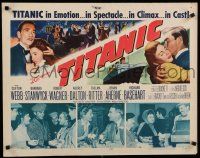 8b363 TITANIC 1/2sh '53 images of Clifton Webb & Barbara Stanwyck on legendary ship!