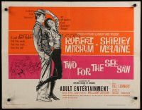 8b374 TWO FOR THE SEESAW 1/2sh '62 art of Robert Mitchum & sexy beatnik Shirley MacLaine!