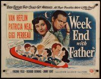 8b393 WEEK END WITH FATHER style B 1/2sh '51 wacky Kapralik art of Van Heflin & Patricia Neal!