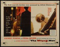 8b413 WRONG MAN 1/2sh '57 Henry Fonda, Vera Miles, Alfred Hitchcock, cool rear view mirror art!