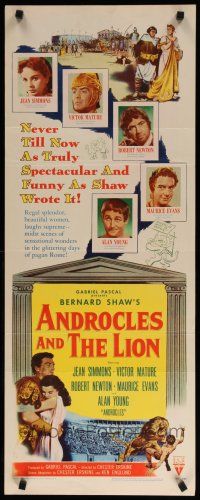 8b426 ANDROCLES & THE LION insert '52 Victor Mature, beautiful Jean Simmons, cool art of lion!