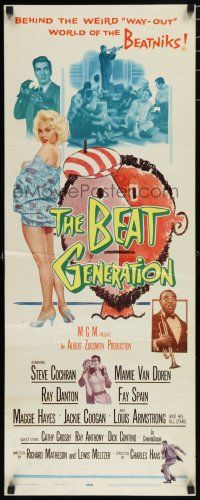 8b442 BEAT GENERATION insert '59 sexy Mamie Van Doren, beatnik Ray Danton, Louis Armstrong!