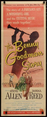 8b445 BENNY GOODMAN STORY insert '56 Steve Allen as Goodman, Donna Reed, Gene Krupa, Brown art!