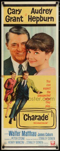 8b484 CHARADE insert '63 tough Cary Grant & sexy Audrey Hepburn close-up & full-length!