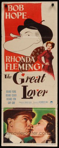 8b562 GREAT LOVER insert '49 Hirschfeld art & photo of Bob Hope, Rhonda Fleming!