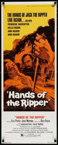 8b568 HANDS OF THE RIPPER insert '72 Hammer, Jack the Ripper kills again through his daughter!