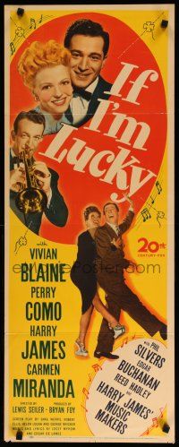 8b590 IF I'M LUCKY insert '46 Vivan Blaine, Perry Como, Carmen Miranda, Harry James w/trumpet!