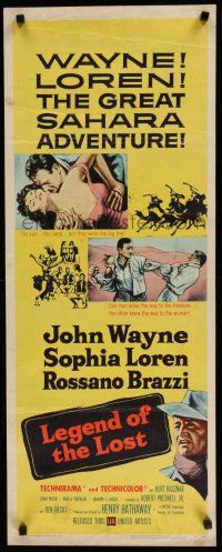 8b633 LEGEND OF THE LOST insert '57 romantic art of John Wayne tangling with sexiest Sophia Loren!