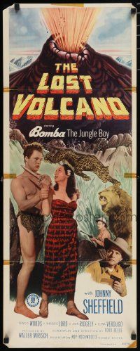 8b654 LOST VOLCANO insert '50 Johnny Sheffield as Bomba the Jungle Boy, art of eruption!