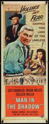 8b666 MAN IN THE SHADOW insert '58 Jeff Chandler, Orson Welles & Colleen Miller in a lawless land!
