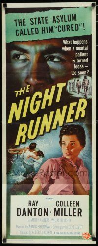 8b698 NIGHT RUNNER insert '57 released mental patient Ray Danton romances pretty Colleen Miller!