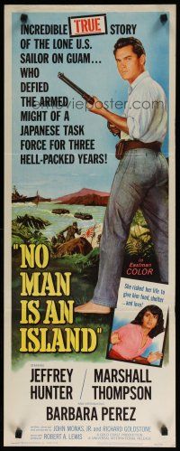 8b701 NO MAN IS AN ISLAND insert '62 U.S. Navy sailor Jeffrey Hunter fought in Guam by himself!