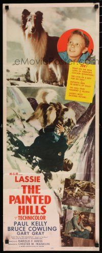 8b710 PAINTED HILLS insert '51 wonderful painted artwork of Lassie, saving man falling from cliff!