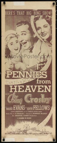 8b717 PENNIES FROM HEAVEN insert R49 Bing Crosby & Madge Evans, great carnival image!