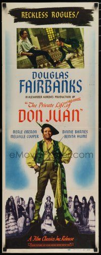 8b724 PRIVATE LIFE OF DON JUAN insert R47 Douglas Fairbanks full-length, Merle Oberon!