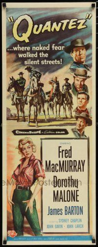 8b728 QUANTEZ insert '57 artwork of Fred MacMurray & sexy Dorothy Malone with torn shirt!