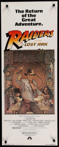 8b730 RAIDERS OF THE LOST ARK insert R82 great art of adventurer Harrison Ford by Richard Amsel!