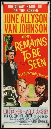 8b734 REMAINS TO BE SEEN insert '53 Van Johnson, June Allyson, Angela Lansbury by creepy statue!