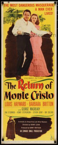 8b737 RETURN OF MONTE CRISTO insert '46 Louis Hayward as the Count, pretty Barbara Britton!
