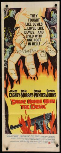 8b761 SHAKE HANDS WITH THE DEVIL insert '59 James Cagney, Don Murray, cool artwork of hand!