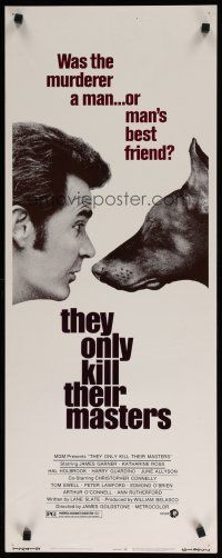 8b799 THEY ONLY KILL THEIR MASTERS insert '72 close up of James Garner & Doberman Pincer dog!