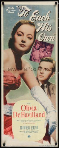 8b806 TO EACH HIS OWN insert '46 great close up of pretty Olivia de Havilland & John Lund!