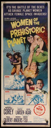 8b844 WOMEN OF THE PREHISTORIC PLANET insert '66 savage planet women attack female space invaders!
