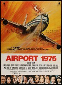8c031 AIRPORT 1975 1sh '74 Charlton Heston, Karen Black, G. Akimoto aviation accident art!