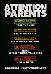 8c070 ATTENTION PARENTS 1sh '00 MPAA rating guide for adults, exercise responsibility!