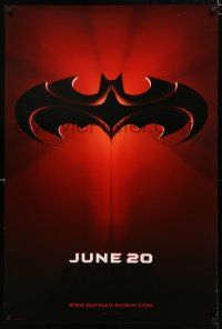 8c079 BATMAN & ROBIN advance DS 1sh '97 Clooney, O'Donnell, cool image of bat symbol!