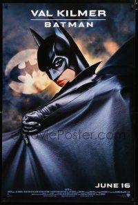 8c088 BATMAN FOREVER advance 1sh '95 cool image of Val Kilmer as Batman!