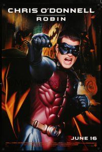 8c086 BATMAN FOREVER advance 1sh '95 cool image of Chris O'Donnell as Robin!