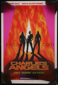 8c167 CHARLIE'S ANGELS mylar teaser 1sh '00 sexy image of Cameron Diaz, Drew Barrymore & Lucy Liu!