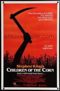 8c171 CHILDREN OF THE CORN 1sh '83 Stephen King horror, an adult nightmare, cool sickle image!